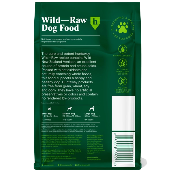 Large Box Wild Venison Raw Dog Food with Free Treats for Life