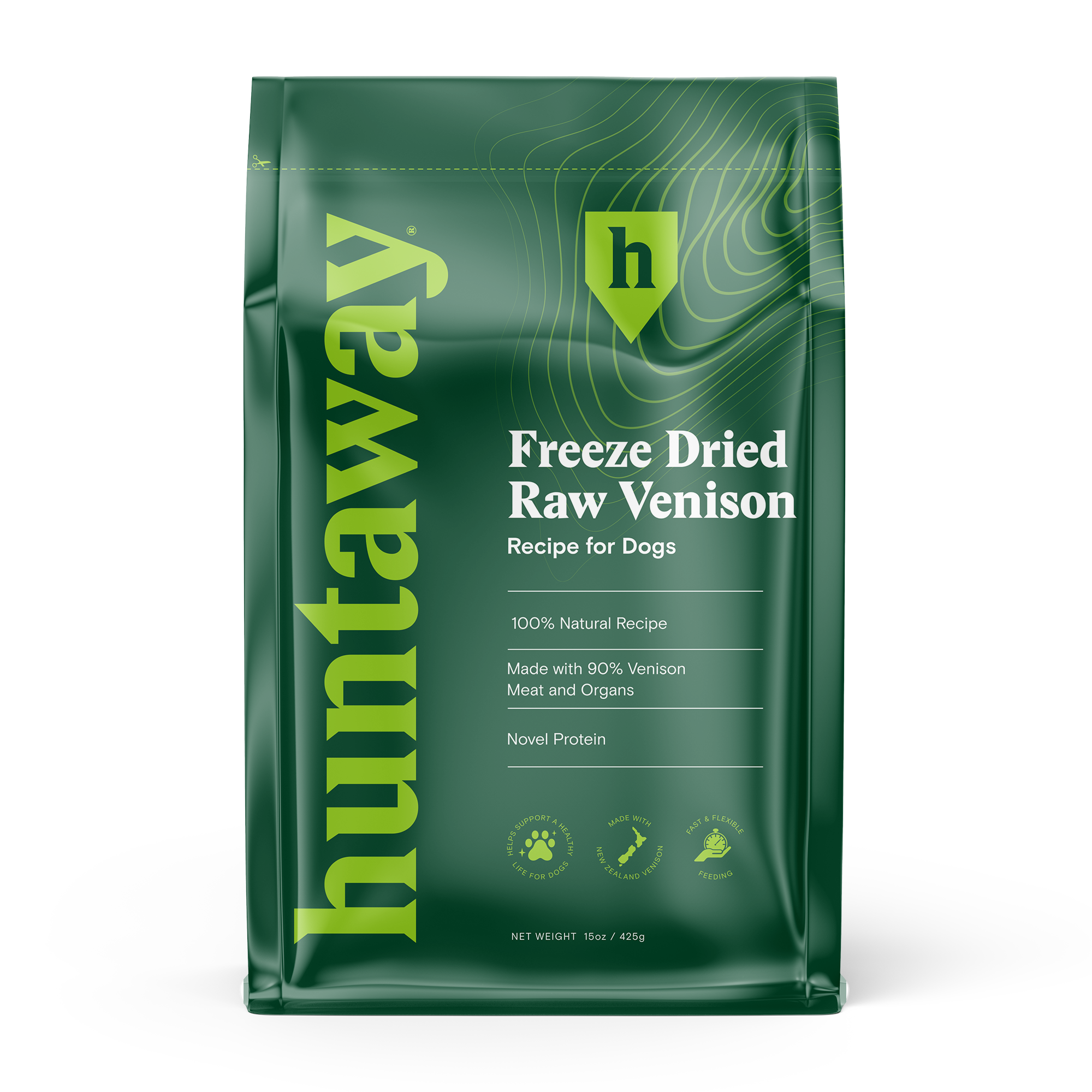 Huntaway Single Freeze-Dried Raw Venison Dog Food Bag